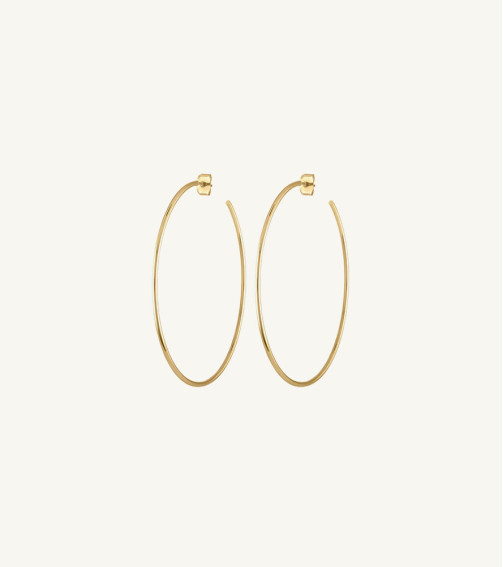 Golden Brass Long Round Earrings